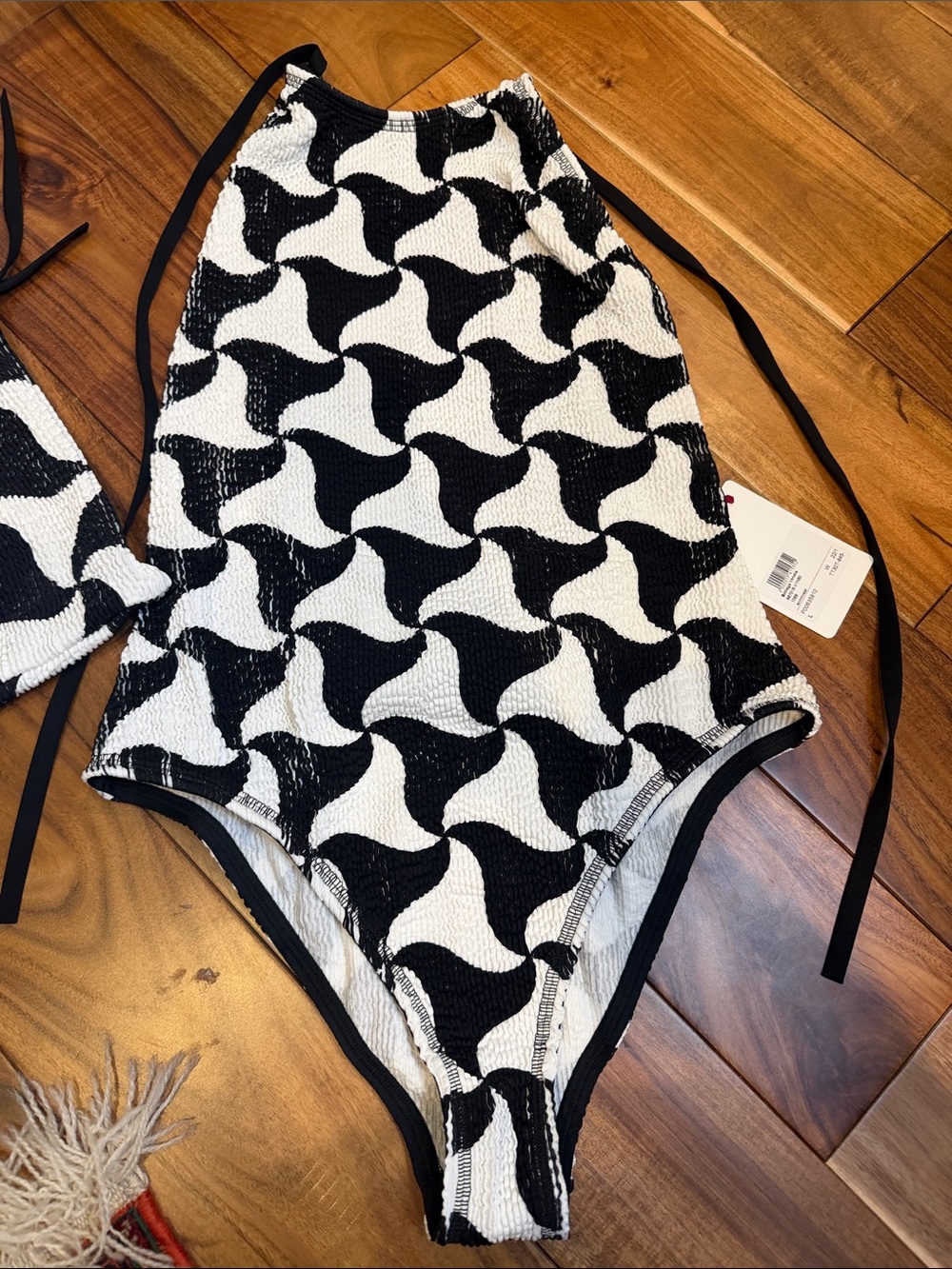 Bottega Veneta Black and White Graphic One-Piece Swimsuit